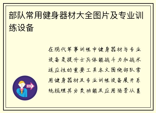部队常用健身器材大全图片及专业训练设备